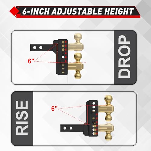TYT Adjustable Dual-Ball Hitch Ball Mount for 2-1/2 in Receiver - size: 2.5" Receiver Drop Hitch