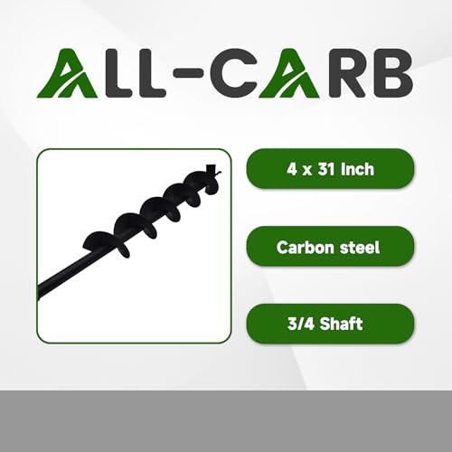 ALL-CARB Auger Drill Bit 4 x 31.5 Inch Garden Spiral Drill Bit - size: 4inch