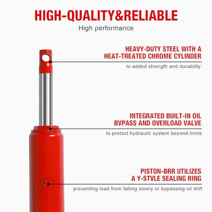Big RED AQD8DR Hydraulic Long Ram Jack 8 Ton Heavy Duty Engine Hoist Cylinder with Double Piston Pump & Clevis Base- Professional Hydraulic Ram Cylinder for Garage Repair, Auto Shop, Farm Equipment - style: 8 TON/DOUBLE PUMP/New VERSION