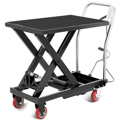 Hydraulic Lift Table Cart, 330lbs Capacity 28.5 in Lifting Height - color: Black