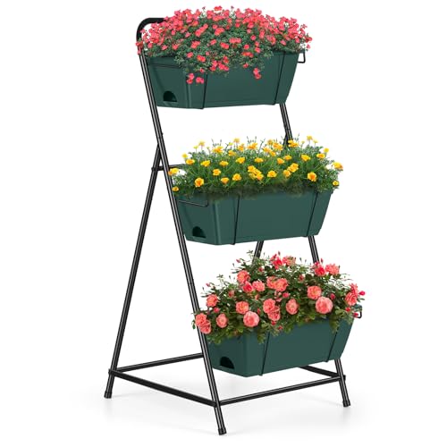 Vertical Raised Garden Bed 3 Tier Garden Planter Standing Planter Box Herb Garden Planter Outdoor and Indoor for Vegetables Flowers Green - color: Green