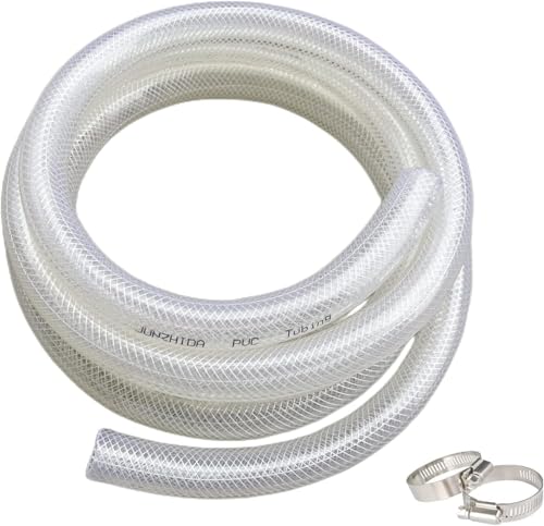 1" ID x 1 19/64" OD - 50 Ft High Pressure Braided Clear PVC Tubing Flexible Vinyl Tube, Heavy Duty Reinforced Hose Tubing, BPA Free and Non Toxic - size: 1" ID x 1 19/64" OD, style: 50 Ft