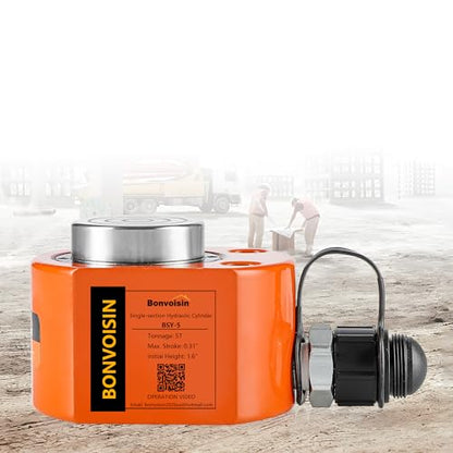 Bonvoisin 5T Hydraulic Ram Cylinder Jack Low Profile Porta Power Ram Single-acting Mini Jack Ram 0.31" Stroke for Machinery Shipbuilding - color: FPY-5T