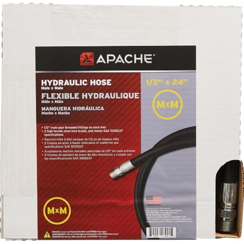 Apache 98398306 1/2" x 24" 2-Wire Hydraulic Hose Male x Male Assembly,black