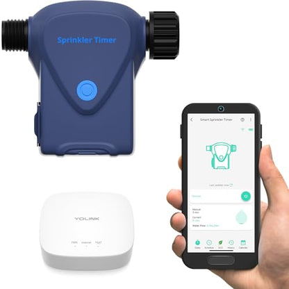 YoLink Smart Sprinkler Timer, IP66, Programmable Water Timer for Garden Hose, Rain Delay/Manual/Automatic Watering System, Digital Irrigation for Yard, Lawn, Long-Range, Hub Included, YS4103