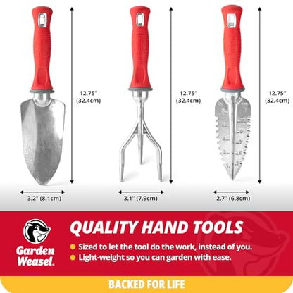Garden Weasel 3Piece Hand Tool Set Trowel Transplanter Cultivator Gardening