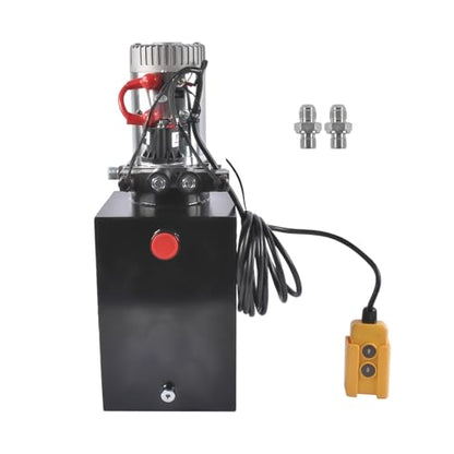 12V DC Steel Hydraulic Pump Power Unit, 2 GPM Flow Rate, 12 Quart Metal Reservoir, Double Acting, 3200 PSI Max Pressure, SAE #6 Ports for Dump Trailers, Car Lifts, DIY Hydraulic Systems - size: 12 Quart；Double Acting