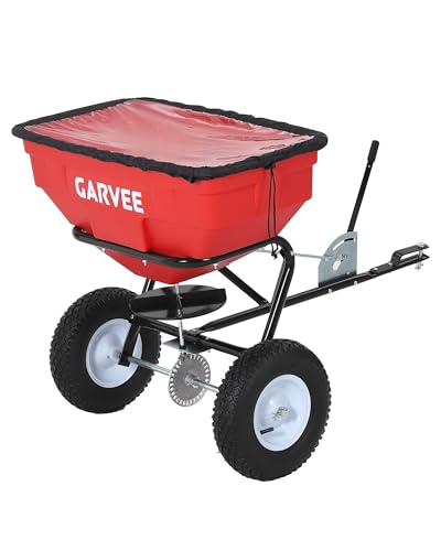 Tow Behind Broadcast Spreader, 125L, 30 Settings, 9.8 ft Spread, Red - color: Red