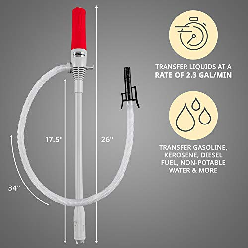 DEWAY Fuel Transfer Pump, WAYPUMP13, Gas Can Pump, Auto Stop, Gray, Large - style: Auto-Stop with Beep