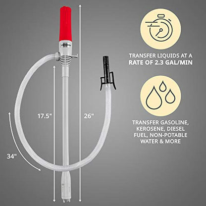 DEWAY Fuel Transfer Pump, WAYPUMP13, Gas Can Pump, Auto Stop, Gray, Large - style: Auto-Stop with Beep