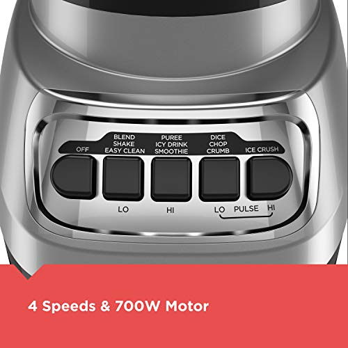 BLACK+DECKER PowerCrush Multi-Function Blender with 6-Cup Glass Jar, 4 Speed Settings, Silver - style: Countertop Blenders