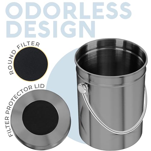 Epica Kitchen Compost Bin for Kicthen Countertops, 1.3 Galllon - Grey - color: Gray