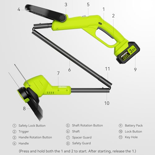 21V String Trimmer Cordless with 2 3.0Ah Battery, 2 in 1 Trimmer Edger Lawn