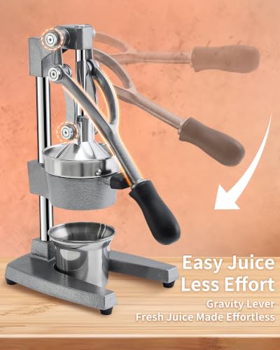 ZOZOE Cast Iron Juicer, Manual Citrus Press, Heavy Duty Hand Press Juicer - color: Grey