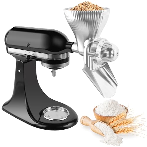 Grain Mill Attachment for KitchenAid Stand Mixer, All Metal 12 Levels Grain Grinder for Kitchen aid, Grain Mill for Flour, Wheat, Corn, Oats, Buckwheat, Millet, Low-Oil - color: Pouring Chute