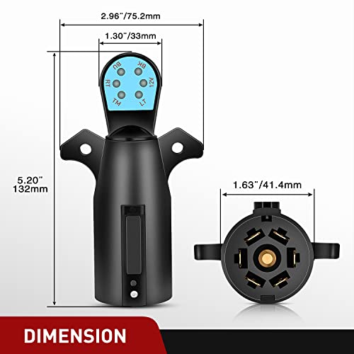 Nilight 7 Pin Male Trailer Round RV Blade Connector Socket - color: 7 Way Trailer Light Tester