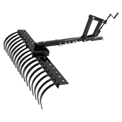 WUTIST 48" Tow Behind Landscape Rake and Hitch Compatible with UTV Tractor