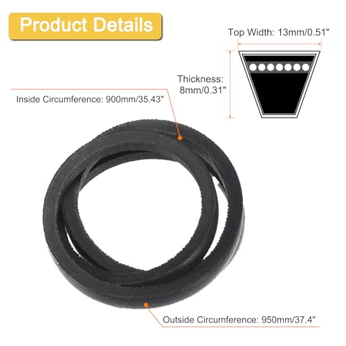 uxcell A35 1/2 Classic Wrapped V-Belt, 37" Outside Circumference, Black, Industrial Rubber V-Belt for Pumps, Fans, Compressors, Agricultural Equipment - size: A35 1/2