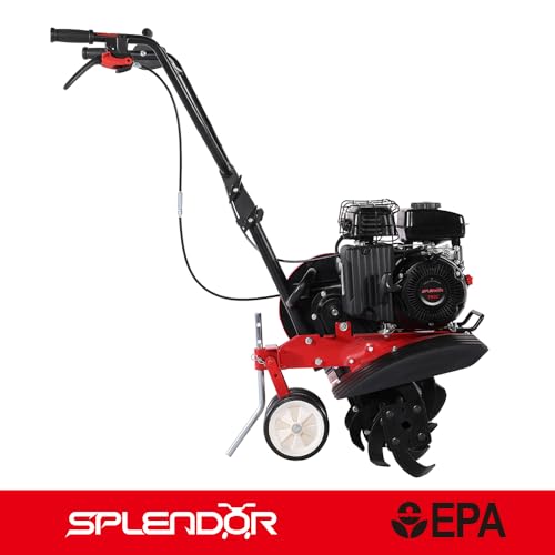 SPLENDOR 4-Cycle Gas Powered Tiller 79cc with Handle and Width Adjustable 24in