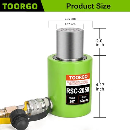 20 Ton Hydraulic Cylinder Jack,2” Stroke Hydraulic Ram Jack, Porta Power Automatic Retracting Jack, Green - style: 20T