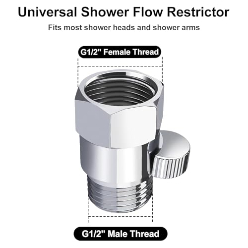 MAYYAYA All Metal Shower Head Flow Control Valve, G1/2 Brass Shut-off Valve - color: Chrome