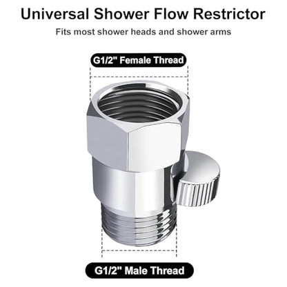 MAYYAYA All Metal Shower Head Flow Control Valve, G1/2 Brass Shut-off Valve - color: Chrome