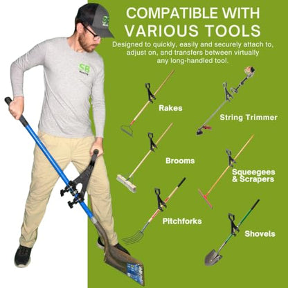 Reach Right Back Saver Weedeater Handle Extension String Trimmer Compatible - size: 2 Pack