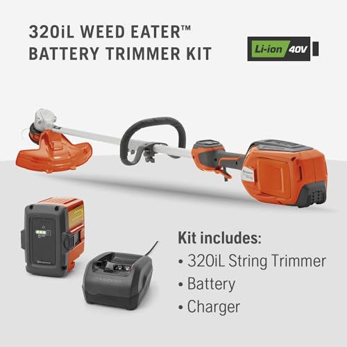 Husqvarna WeedEater 320iL Cordless String Trimmer with 4 Ah Battery and Charger, 16-Inch Straight Shaft Electric Weed Eater with Rapid Replace Trimmer Head for Reloading, Gifts for Men, 970480104 - size: 320iL Kit