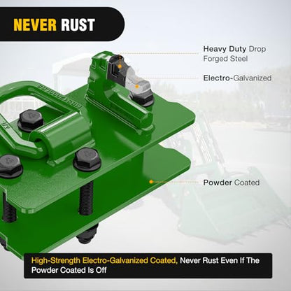 Nilight Tractor Bucket Grab Hook with Tie-Down Ring & Back Plate - color: Dark Green, size: Hooks w/ Ring