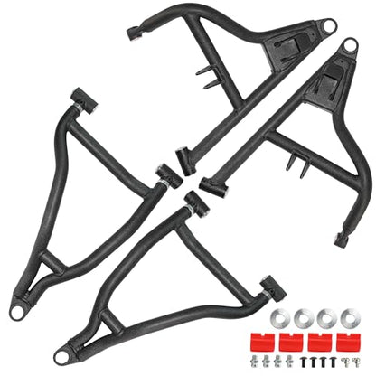 High Clearance Front Upper & Lower A-Arms Kit for 2017–2020 Polaris RZR S 900 & 2017–2018 RZR 4 900, Forward Offset Suspension Arms, Heavy-Duty Steel, Wrinkle Black Powder Coated - size: Front