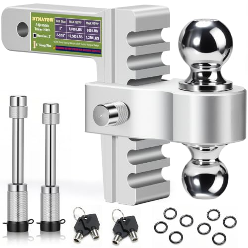 2" Aerospace Aluminum Trailer Hitch with 6 Inch Rise/Drop & 12,500 lbs GTW - color: Silver