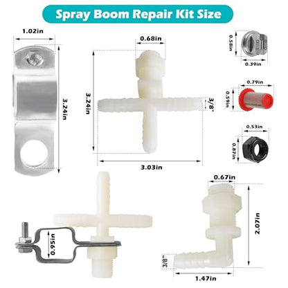 Spray Boom Repair Kit Include 8001-VS Tips Screens Clamps,Cross and