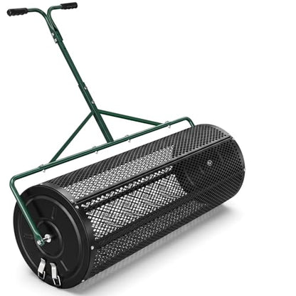 High-Capacity Metal Mesh Drum Compost Spreader with Side-Lock Peat Moss Spreader Ideal for Lawn and Garden Maintenance, Meeting Seeding and Fertilizing Needs for Farms and Vegetable Gardens. (44 inch) - size: 44 inch
