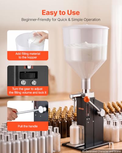 VEVOR Manual Filling Machine, 5-60 ml, 10 L Hopper, Paste Liquid Filler - size: Manual:5-60 ml
