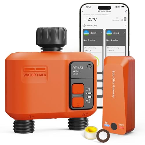 WiFi Sprinkler Timer 2 Zone, Smart Water Timer for Garden Hose Irrigation - style: 2 Outlet