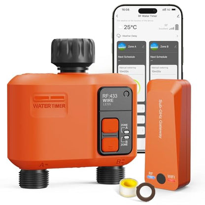 WiFi Sprinkler Timer 2 Zone, Smart Water Timer for Garden Hose Irrigation - style: 2 Outlet