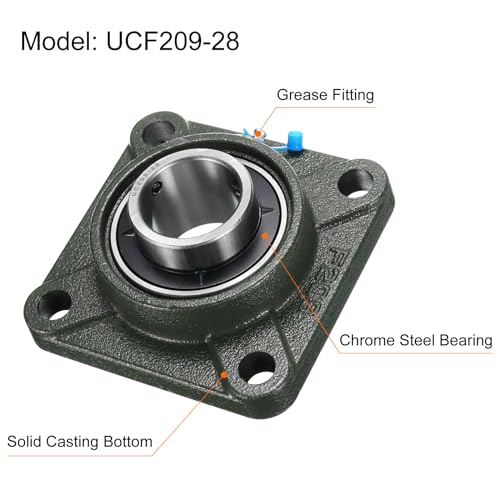 uxcell 2pcs UCF209-28 Pillow Block Bearings 1 3/4 in Bore Self Alignment - size: UCF209-28