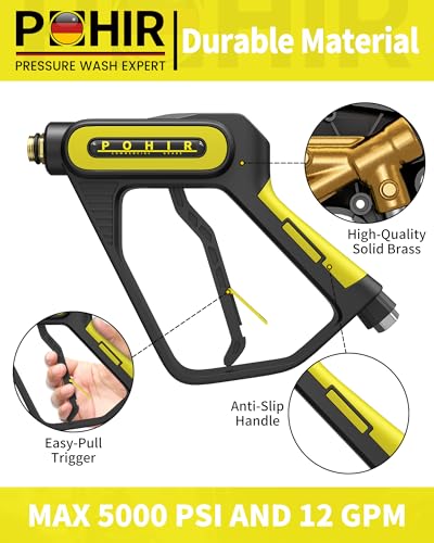 POHIR 5000PSI Pressure Washer Gun with 40'' Wand Extension 5 Nozzle Tips - style: 5000psi Gun