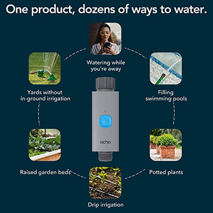 Rachio Smart Hose Timer: App-Controlled Faucet Timer. 1 Valve + 1 WiFi Hub - size: Smart Hose Timer (1 Valve, 1 WiFi Hub)