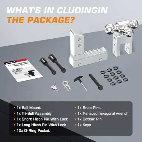 Kingfun Adjustable Trailer Hitch - Drop Hitch 2 Inch Receiver 6" Rise/Drop - color: Silver, size: 2"Receiver- 6"Rise/Drop Hitch