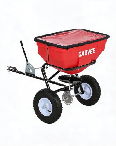 Heavy Duty 125L Tow & Pull Behind Broadcast Spreader, 9.8FT Spreading Width - color: Red 125L
