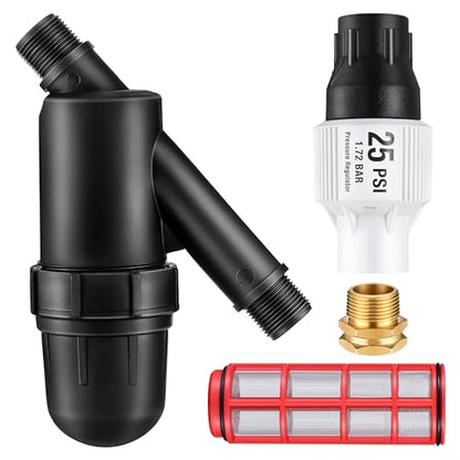 Aurelema Drip Irrigation Pressure Regulator and Filter, 25 PSI, 3/4 Inch
