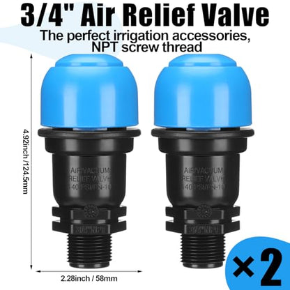 Threlaco 2 Pack 3/4 Inches Air Release Valve Air and Vacuum Release - size: 3/4 Inches