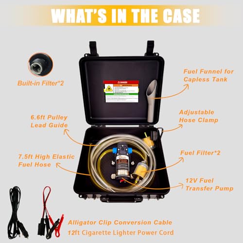 12V Electric Fuel Transfer Pump, Portable Gasoline Diesel Siphon Pump with 85 Gallons/Hour Capacity, Ideal for Vehicles, Boats, RVs, and Farm Equipment (70W kit) - size: 85Gal/h