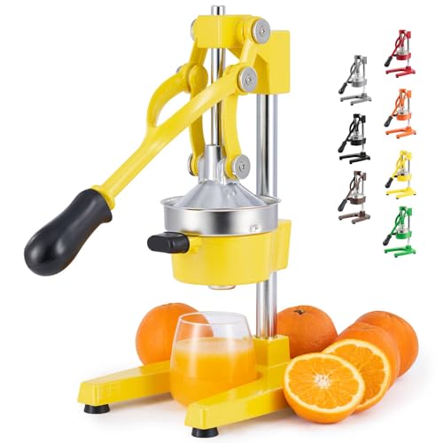 CO-Z Manual Citrus Juicer - Professional Orange, Lemon, Lime & Pom Juice Extractor, Easy to Clean, Yellow - color: Yellow
