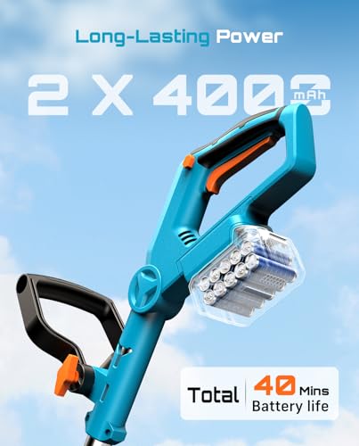 SEESII 13" String Trimmer Electric Weed Wacker with 2×4000mAh Batteries