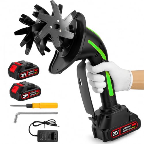 Mini Cordless Tiller Cultivator, 21V Electric Hand Tiller for Gardening