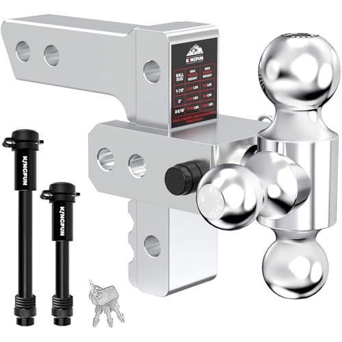 Kingfun Adjustable Trailer Hitch - Drop Hitch 2 Inch Receiver 6" Rise/Drop - color: Silver, size: 2"Receiver- 6"Rise/Drop Hitch