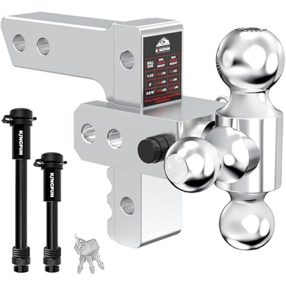 Kingfun Adjustable Trailer Hitch - Drop Hitch 2 Inch Receiver 6" Rise/Drop - color: Silver, size: 2"Receiver- 6"Rise/Drop Hitch