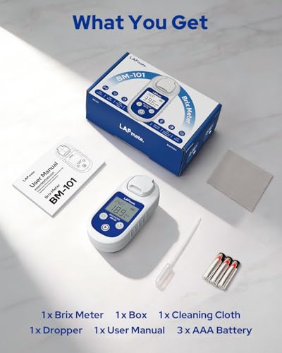 Brix Refractometer 0-95% ±0.2%, Digital Refractometer with ATC, IP65 Brix Meter for Honey,Juice, Wine & Home Brewing,BM-101 - size: 0-95% Brix